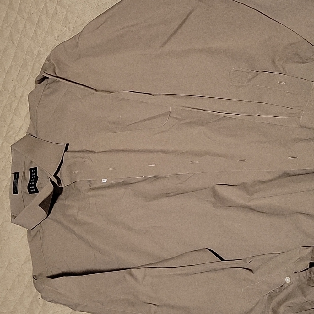 EUC Bergamo New York Dress Shirt Light Brown 3XLT Neck 19-19.5 36/37 Poplin